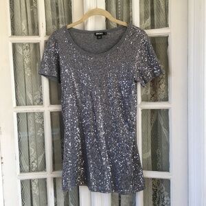 DKNY Sequin Top - Silver - Size S